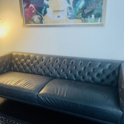 Leather Charcoal Couch 