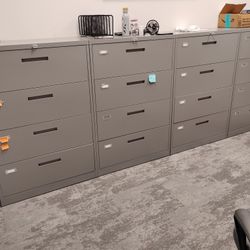 Set of 4 Commercial-Grade 36" Lateral File Cabinets - Excellent Condition