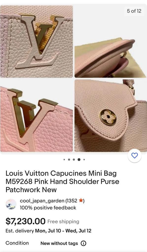 Louis Vuitton Capucines Mini Bag M59268 Pink Hand Shoulder Purse Patchwork  New