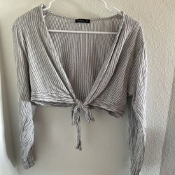 Cotton On Striped Tie-Front Crop Top