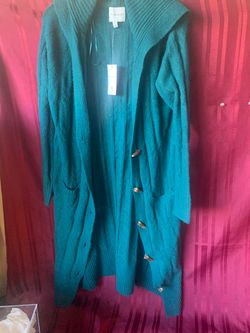 Pink Rose Teal Knit Long Cardigan