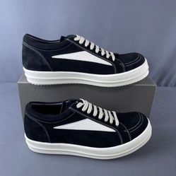 Black and white suede Rick Owens “vans” 