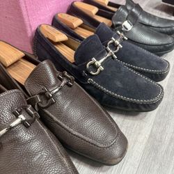 Salvatore Ferragamo Men’s Shoes – SZ 11D - Black, Blue Suede, Brown Leather (3 Pairs)