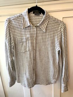 Isabel Marant Designer Cotton Linen White And Black Plaid Button Up 