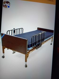 Hospital bed with mattress inflatable mattress pad and remote for up and down controll