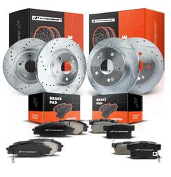 A Premium Drilled & Slotted Rotors and Ceramic Brake Pads for 02-06 Acura RSX