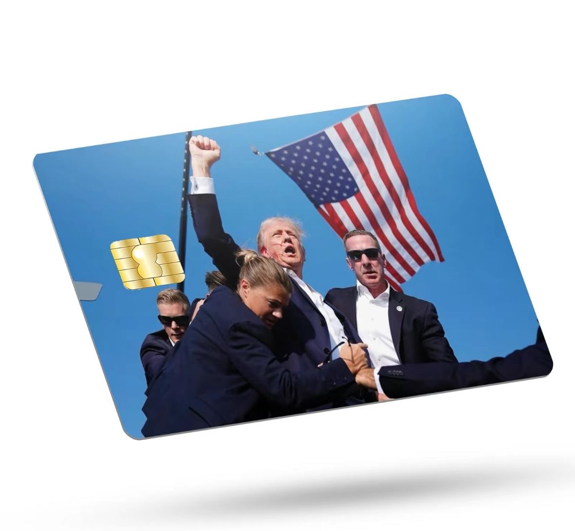 Trump Rally Attack Credit Card Skin - Decorative Cover with Political Images