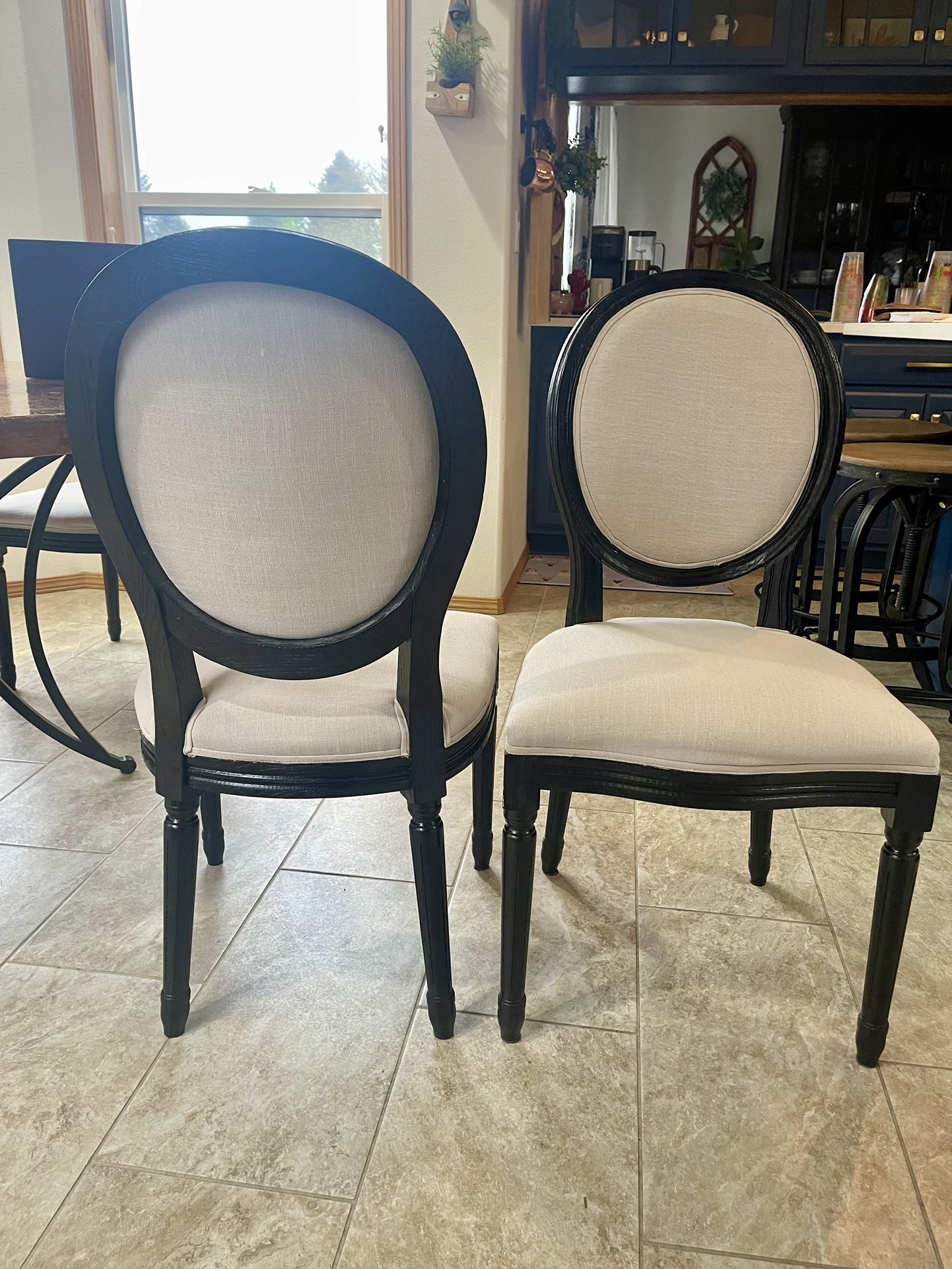 4 Upholstered Classic French Style Dining Chairs 