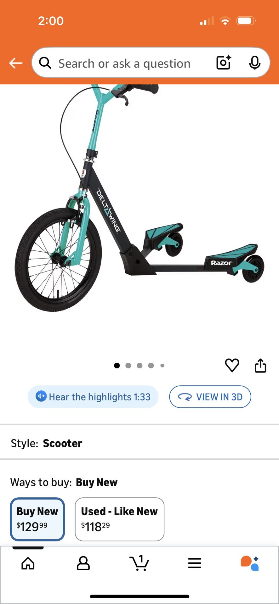 Razor DeltaWing Scooter