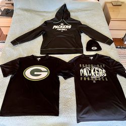 Men’s Green Bay Packers Shirts, Hoodie, and Beanie All Black - Large