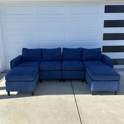 Blue Modular Sectional With Storage Underneath (Free Delivery)