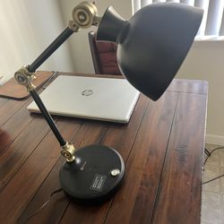 OttLite Black Brass adjustable desk