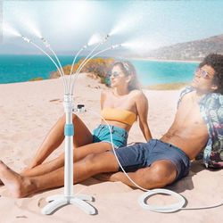 new Stand Misters for Outside Patio, Outdoor Misters for Patio Cooling, with Adjustable 46in Height, 5 Brass Nozzles and 26FT Line, Stand Misting Cool