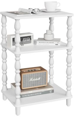 Brand New Small Side Table - Vintage End Tables Living Room with Spindle Legs, Accent Night Stand with 3-Tier Storage Shelf, Wood Nightstand for Bedro