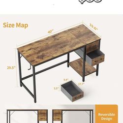 😀 CubiCubi Computer Desk with 2 Drawers, 40 Inch Small Office Desk with Storage Study Writing Table, Light Brown