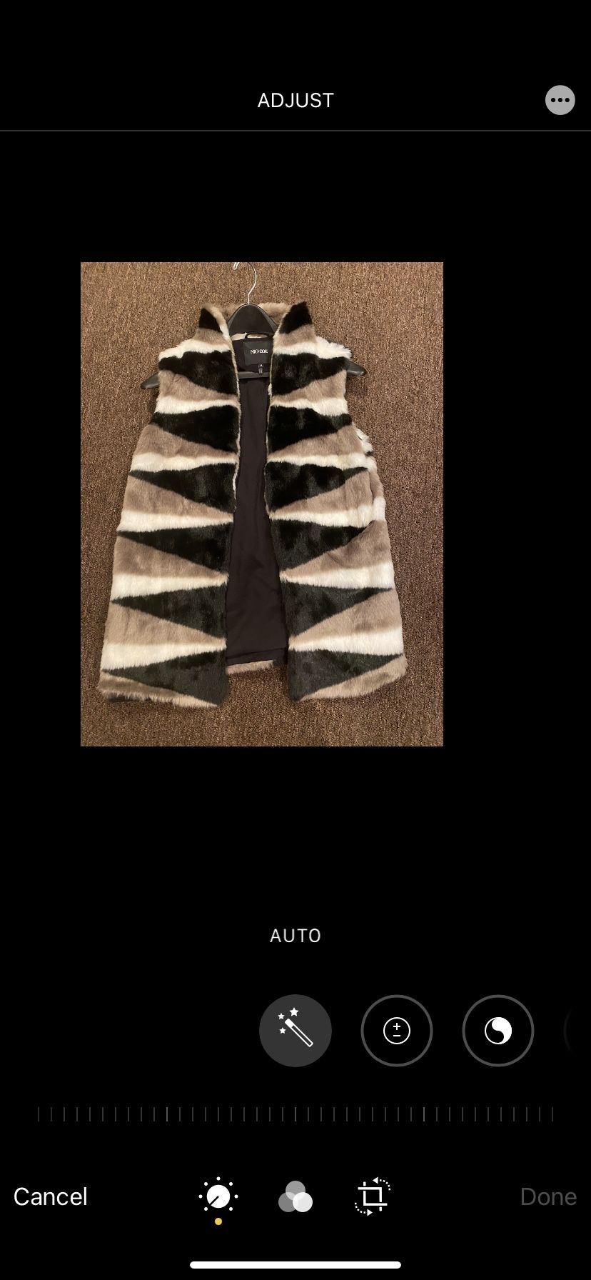 NIC+ZOE Women's Black/Taupe/White Zig-Zag Faux-Fur Vest M NWT $248