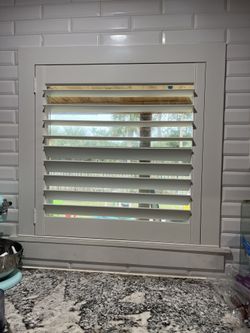 Plantation Shutter —Like New! (fits Window Opening -35 X 36”). Includes Frame ~40 X 40.
