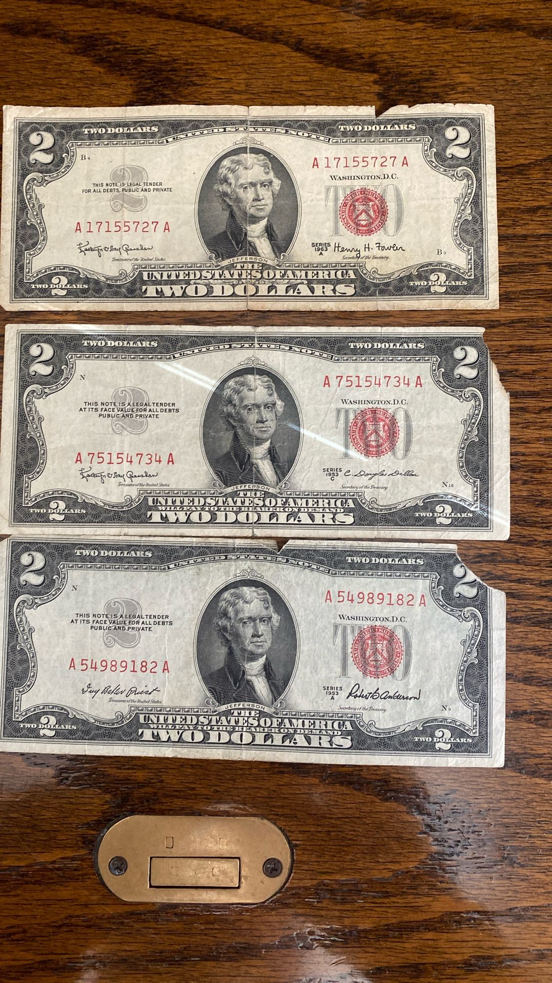 Old $2 Red Seal Bills Notes Paper Money Currency