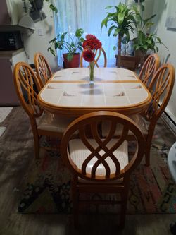 Tile top and oak table for 6