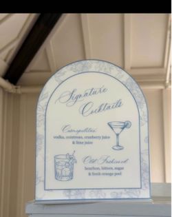 Signature Cocktails Acrylic Wedding Bar Sign