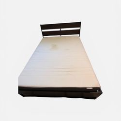 Queen Wood Bed + Mattress Available 
