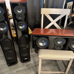 Polk Audio-LSiM 705 Tower Floor Speakers Pair Mt Vernon Cherry