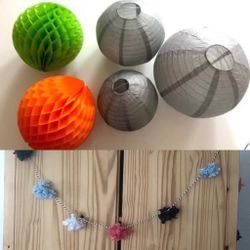 Paper Party Lanterns, Honeycombs (5) & Tissue Garland • Party Decor