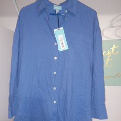 Womens Oversized Casual Button Down Shirt Size Small New With Tags
