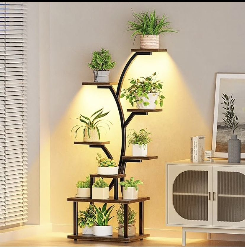 8-Tier S-Shaped Plant Stand with Grow Lights