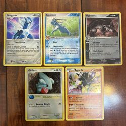 Pokemon Semi Vintage Holo Lot of 5 Dialga, Vaporeon, Mightyena HP/Damaged