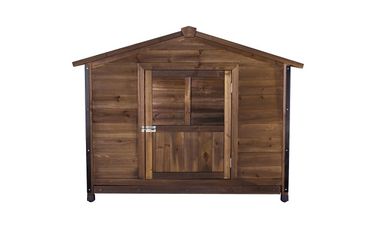 Unique All-Around Iron Frame,Outdoor Large Wooden Cabin House Style Wooden Dog Kennel