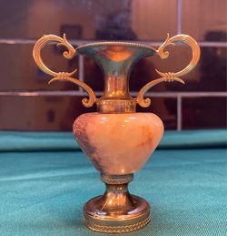 Vintage Onyx and brass Amphora Bud vase- Trophy shape