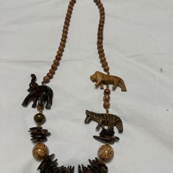 Animal-Themed Necklace with Zebra, Lion & Elephant Charms