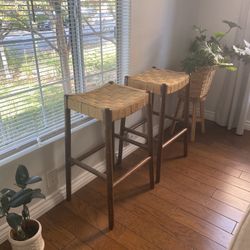 Tall MCM Woven bar Stools