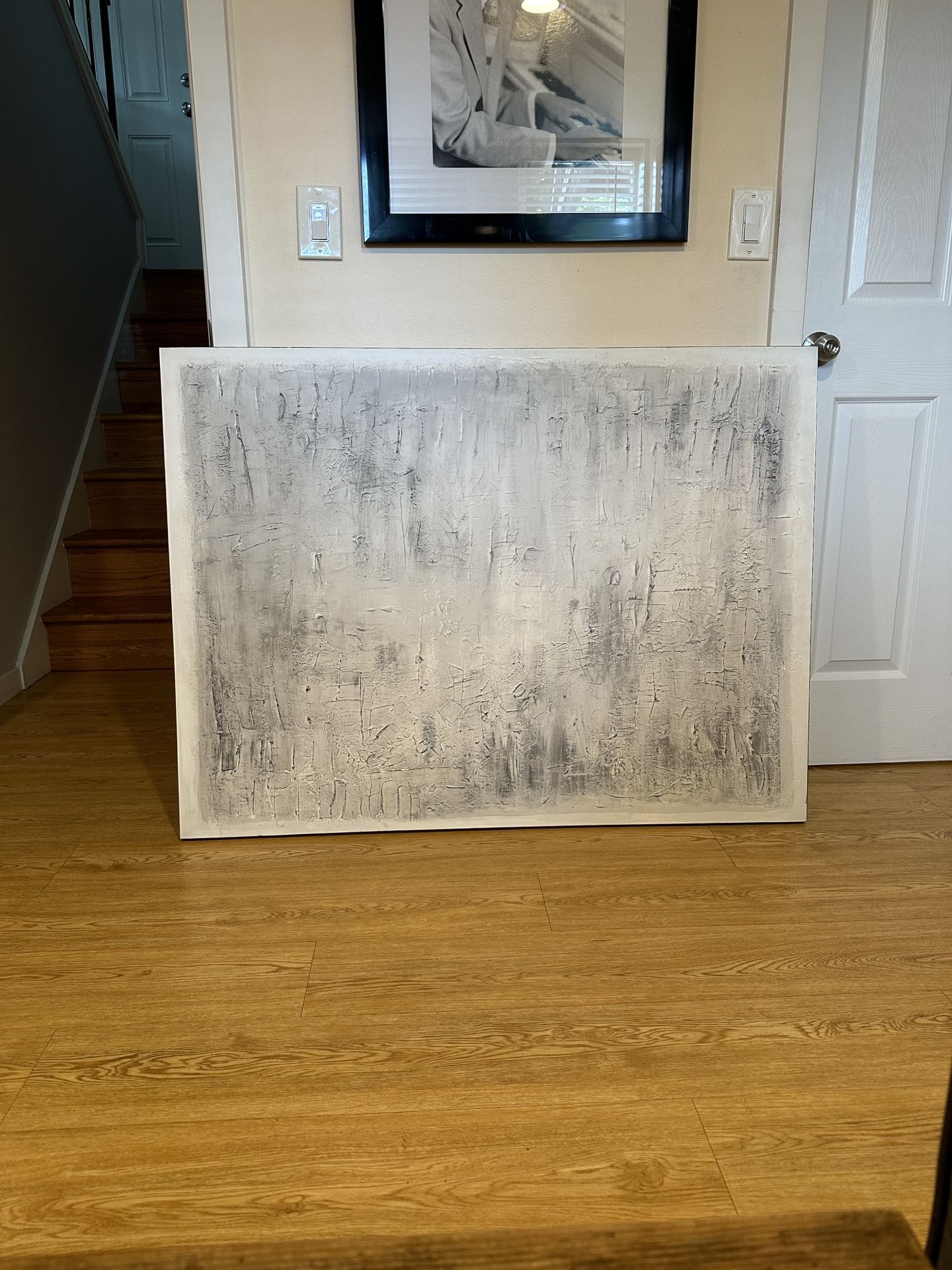 Huge Gray And White Abstract Painting