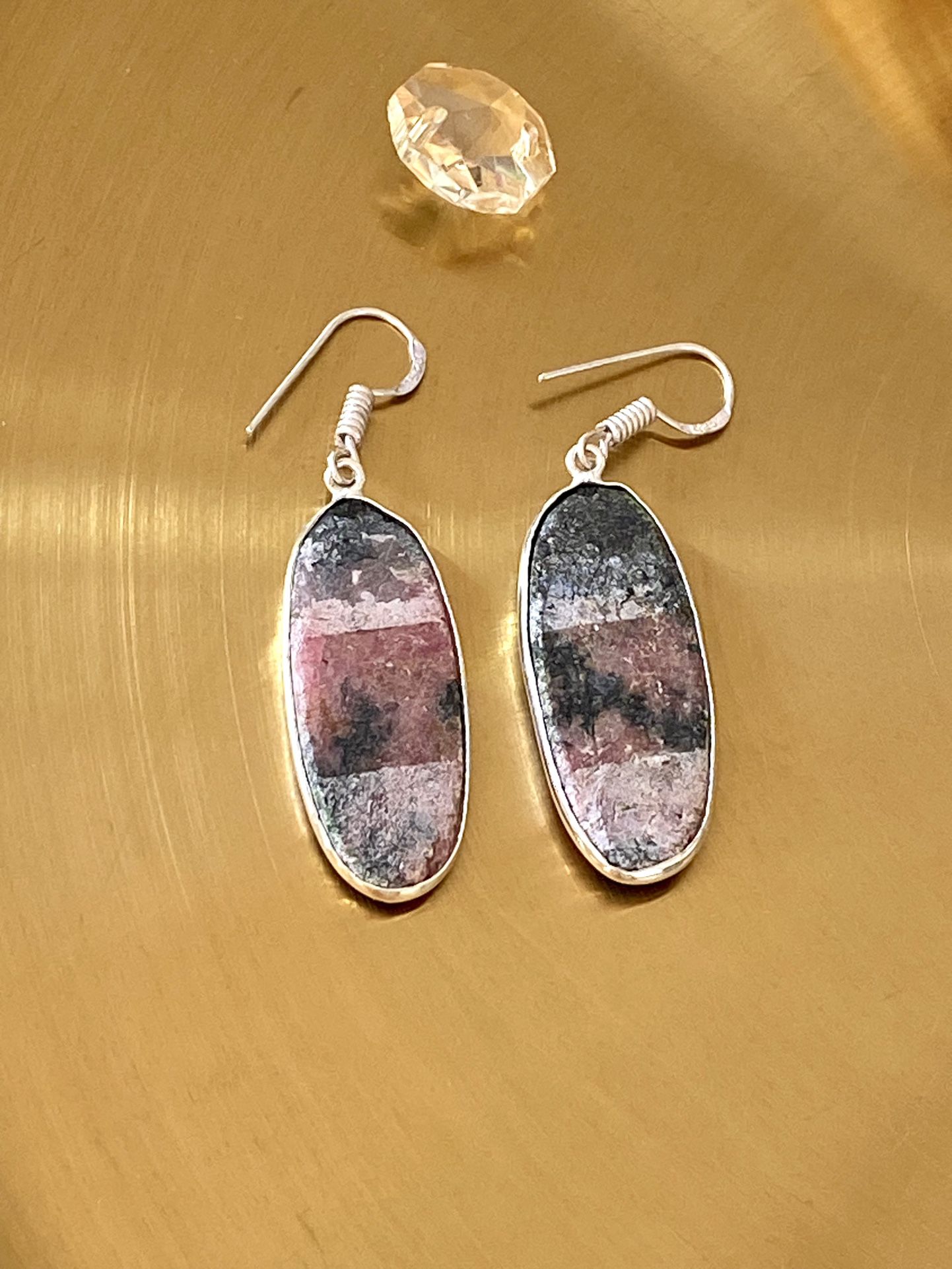 Rhodonite 925 Sterling Silver Overlay Handcrafted Earring