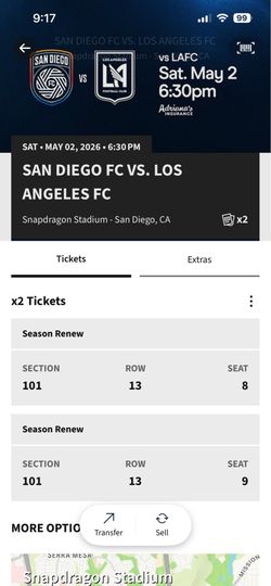 SDFC v LAFC tickets