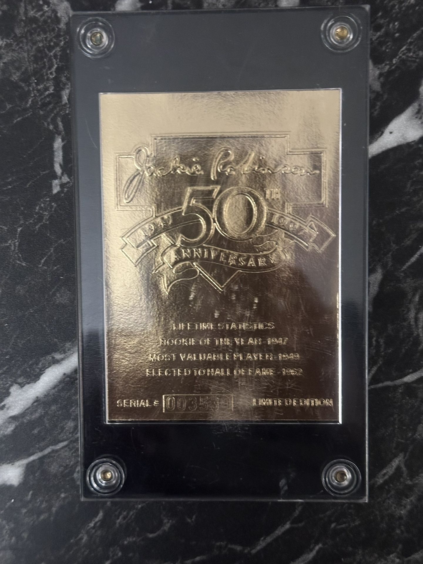 Jackie Robinson 50th Anniversary 22K gold limited edition Baseball Card 