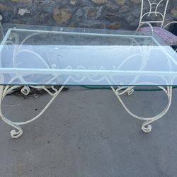 Glass Top Rod Iron Table