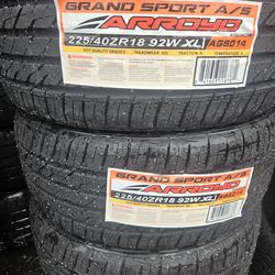 225-40-18 !!! ARROYO SPORT A/S !!! $300 LAS 4 LLANTAS MONTADAS Y BALANCEO INCLUIDO 👌