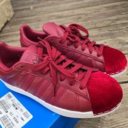 Adidas Womens Superstar BZ0644 Red Casual Shoes Sneakers Size 9