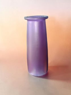 Frosted Purple Amethyst Art Glass Vase Minimalist Mid Century Modern