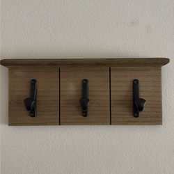 Wall hook rack, wood & metal