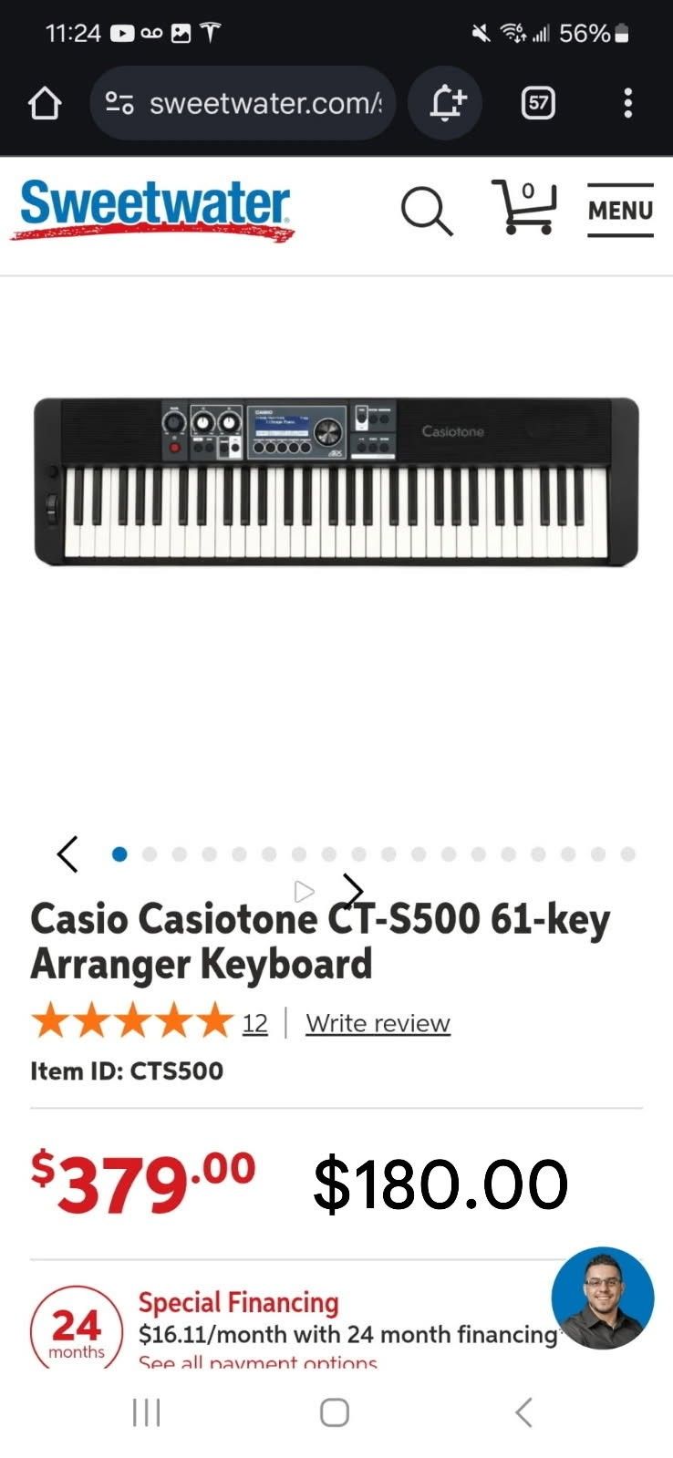 Casio Casiotone CT-S500 61-key
Arranger Keyboard