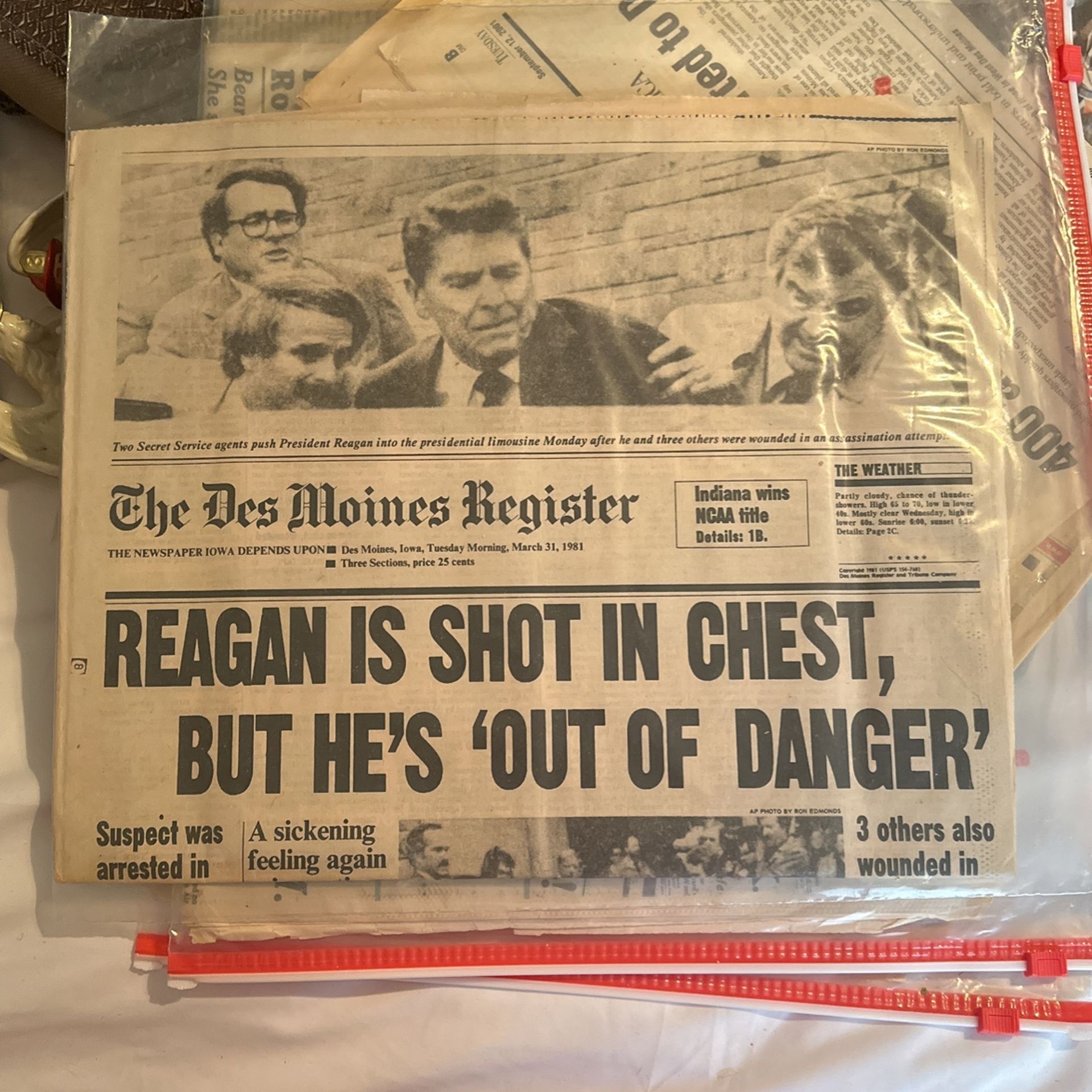 Ronald Reagan Shot! The Des Moines Register 