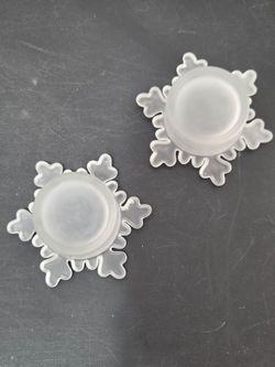 Frosted Glass Snowflake Shaped Tea Light Holders Set of 2 Vintage Christmas