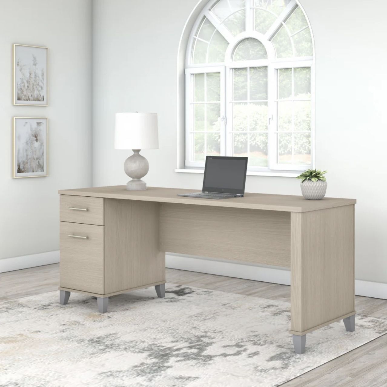 Bush Furniture Somerset 72” Office Desk with Drawers in Sand