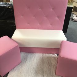 3 Pcs Set Booth And Ottomans 