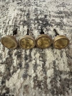✨ Rustic Wood & Brass Drawer Knobs – Set of 4 