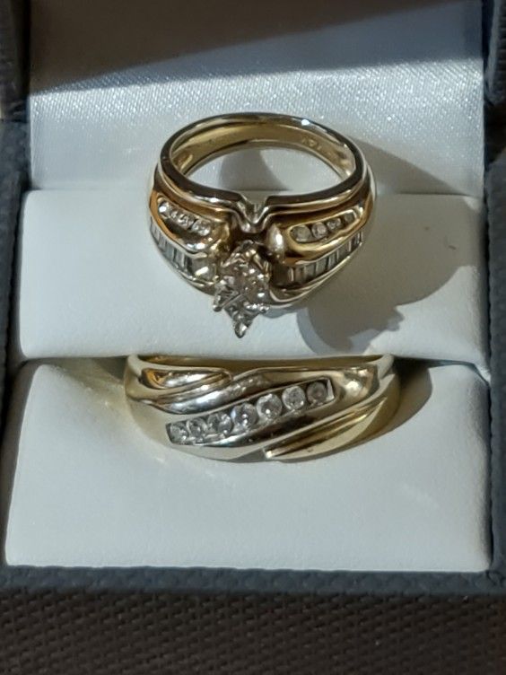 1.5 CT. T.W. Woman's Diamond Wedding Ring Size 6.5 & Men's Diamond Wedding Ring Size 10.5
